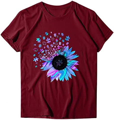 Tricou de floarea -soarelui pentru femei amuzant Graphic Tee Loose Blouse Tops Girl Fată Cămăși cu mânecă scurtă Top Casual