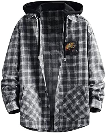 Hanorace Pentru Bărbați Buffalo Check Front Button Juniors Hoodies Cordon Clasic-Fit Soft Lattice Dressy Sweatshirt
