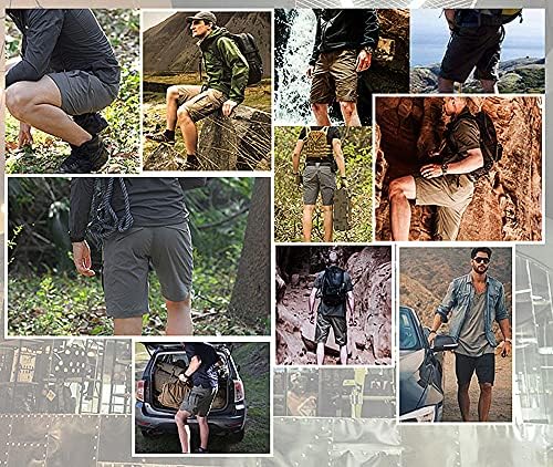 Yaxhwiv pantaloni scurți tactici pentru bărbați 11 pantaloni scurți de marfă impermeabili pentru bărbați Drumeții Pescuit Respirabil