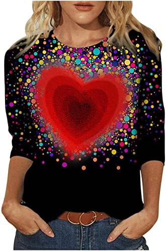 Cămăși Valentines pentru femei, topuri cu gât rotund pulovere cu mânecă lungă dragoste inimă grafică pulovere grafice de cuplu