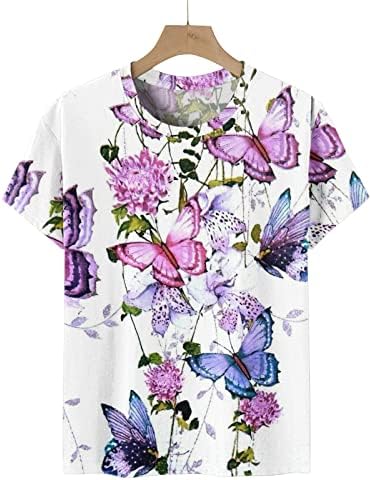Tricouri grafice pentru femei Bluză cu mânecă scurtă la modă, Floral Top Femei pentru femei casual pentru vara 2023