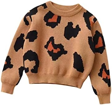 Lamuusaa Toddler Kid Baby Girl Boy Knit Pulover Leopard Crewneck Pulover Tricou Tricotaje Toamna Haine De Iarna