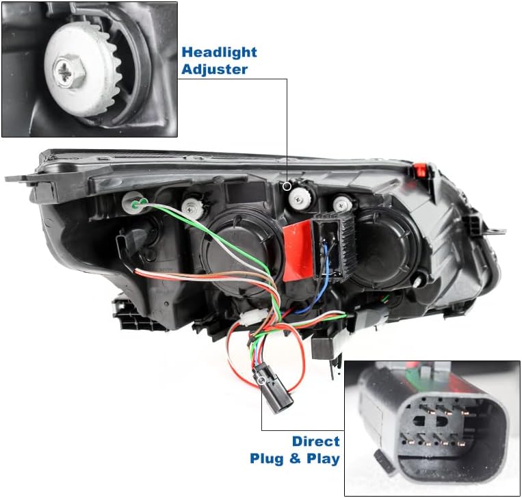 ZMAUTOPARTS LED tub halogen proiector faruri negru w / 6 Alb DRL lumini compatibil cu 2013-2015 Chevy Malibu