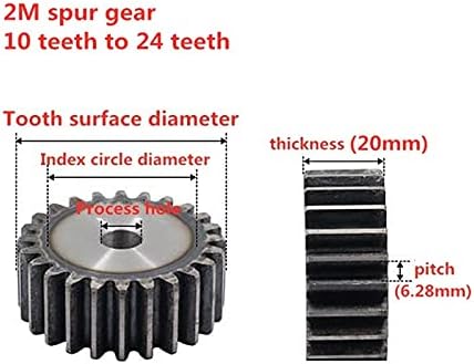 ZHENGGUIFANG ZGF-BR 2m Spur Gear 10 dinți / 24 dinți grosime 20mm dinți de oțel suprafață întărite Pinioane Motor de viteze