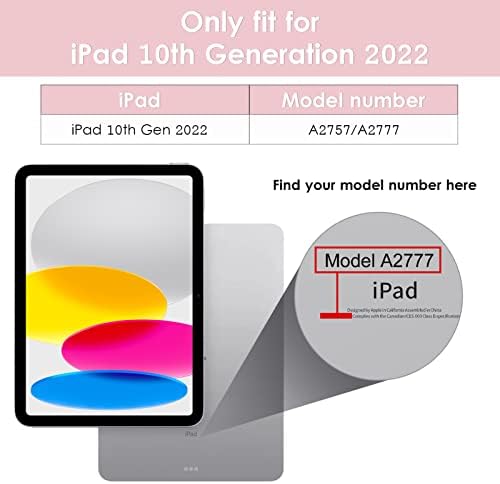 BOKEER IPAD 10th Generation Case 2022, iPad 10,9 inch Carcasă cu moale TPU translucid înghețat înapoi [Slim Trifold Stand +