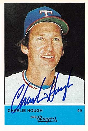 Autograph Warehouse 621575 Charlie Hough Hough Autographed Baseball Card - Texas Rangers, 67 1983 Afiliat - No.49