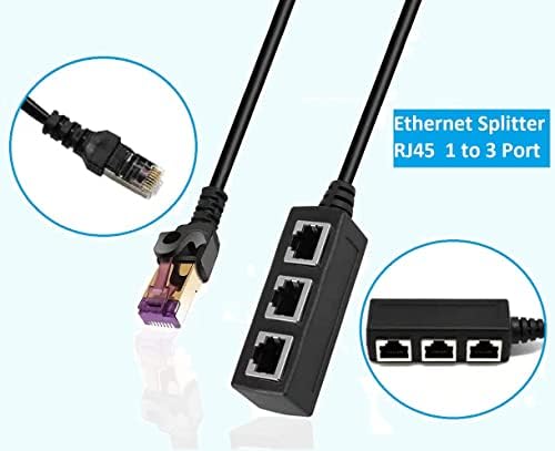 Cablu adaptor de splitter Guo RJ45 Ethernet, Guoxu RJ45 1 Masculin la 3 Conector de rețea LAN feminin Exdender Super Cat5,