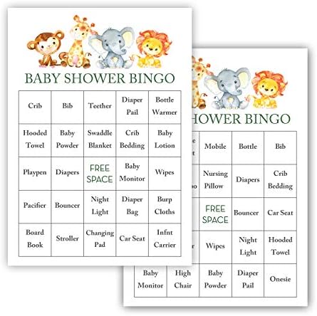 InvitationHouse acuarelă Jungle Animale Baby Shower Bingo carduri-preumplut-Set de 24
