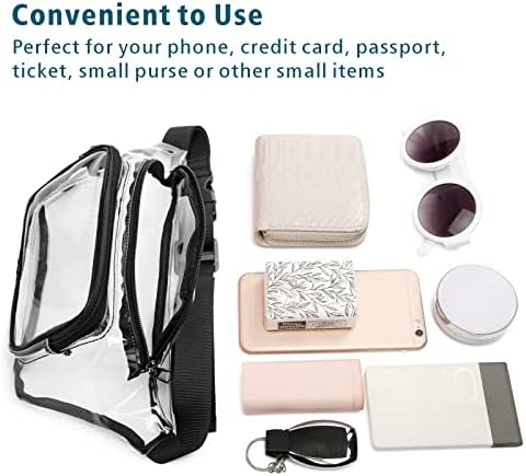 Pachet 2 pachet TSA geanta de toaletă aprobată geanta cu sfert de dimensiuni și stadionul clar Fanny Pack aprobat, Bundle