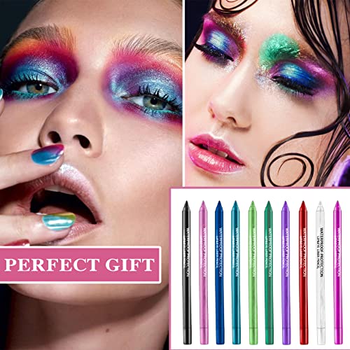 10 culori colorate Eyeliner Pen Set, creion fard de ochi, Creion metalic colorat Eyeliner, eye Liner & amp; Shadow Professional
