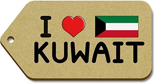 Azeeda 10 x Mare 'I Love Kuwait' etichete cadou din lemn