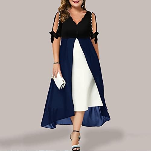 Dopocq Women's Summer Plus size Casual Rochie cu mânecă scurtă V Gât rochii A-line imprimate floral pentru plajă și vacanță
