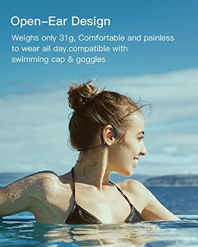 Căști de înot JEKADABE, căști de conducere osoasă Bluetooth 5.3, căști cu urechi deschise wireless, încorporat MP3 player 32G