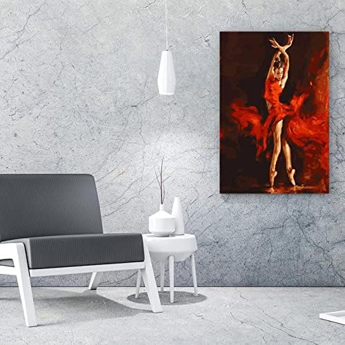 16x20Inchinch abstract ulei pictură femeie flamenco dansator spaniol roșu modern artă de artă doamnă pânză pictură dormitor