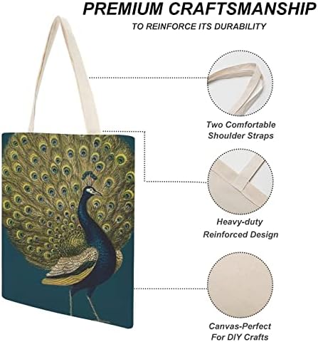 Wengbeauty Canvas Tote Bag Peacock Animal1 Imbargă pentru umăr Reutilizabile Bănci de cumpărături pentru cumpărături pentru