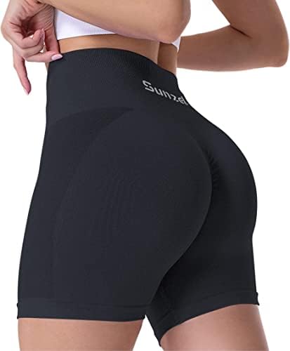 Sunzel Butt Scrunch pantaloni scurți fără probleme, pentru femei de 5 inci, pantaloni scurți de antrenament înalt, întindere