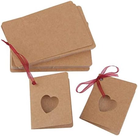 SOIMISS Printable Tag-uri 50pcs Kraft hârtie Tag-uri Dragoste Inima cadou Tag-uri Blank Craft Tag-uri Lable cu frânghie roșie