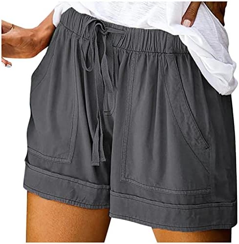 Femei de vară Casual Casual Fit Fit Plus Size Comfy Drawstring Casual Elastic Talie Buzunar Culoare solidă Pantaloni scurti