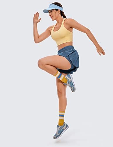 Crz Yoga 2 în 1 pantaloni scurți de alergare pentru femei cu talie înaltă cu talie rapidă uscată de gimnastică de gimnastică