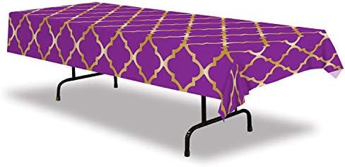 TBC Purple Purple Plastic Tablecover- 1 PC, 54 x 108