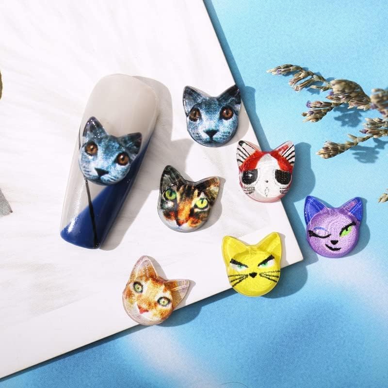 50pcs/pachet Cap de pisică personalizat mic imprimeu color netede imprimeu mixt de un unghii de unghii decorare manichiură accesorii de bricolaj -