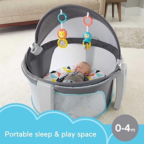 Fisher-Price Portable Bassinet and Travel Play Zona cu jucării pentru copii, cupolă pentru copii din timp, Windmill Fisher-Price