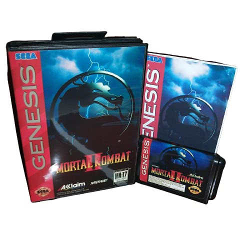 Aditi Mortal Kombat 2 Us Cover cu cutie și manual pentru Sega Megadrive Genesis Video Game Console 16 bit MD Card