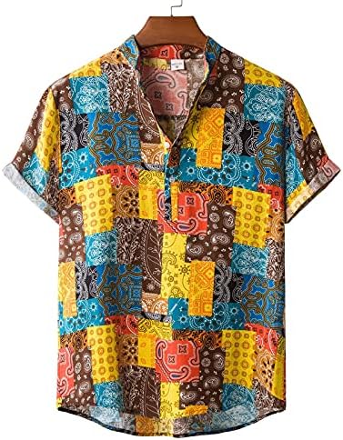 Cămăși de lenjerie pentru bărbați Beibeia pentru bărbați cu mânecă scurtă vară buton floral în jos, cămașă hawaiană vintage