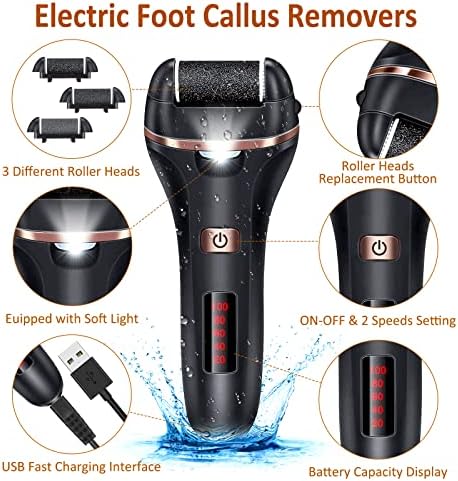 Kit electric de îndepărtare a calusului piciorului, Banral 10 in1 instrumente de pedichiură reîncărcabile fișier pentru îngrijirea