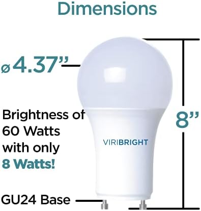 Viribright GU24 Becuri LED, 60 Watt Becuri echivalente, Lumina zilei Becuri LED, ul-enumerate Becuri, 810 lumeni, scop general