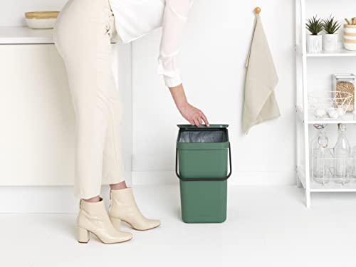 Brabantia Sort & Go Bucătărie Reciclarea / Coșul de gunoi poate organiza organizator de deșeuri stivuibile cu mâner și capac detașabil, curat ușor, PerfectFit, incluse