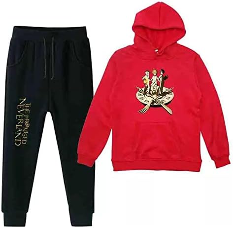 Umocan Teen Promise Neverland Pullover Hoodies și Pantaloni de jogger 2 piese Sweatsuit-Anime Hlugi pentru băiat, fată