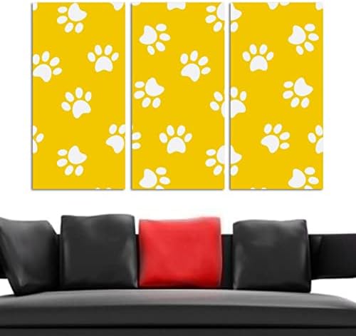 Artă de perete pentru sufragerie, animale pentru pisici pentru câine de laba model de amprentă încadrată set de pictură decorativă