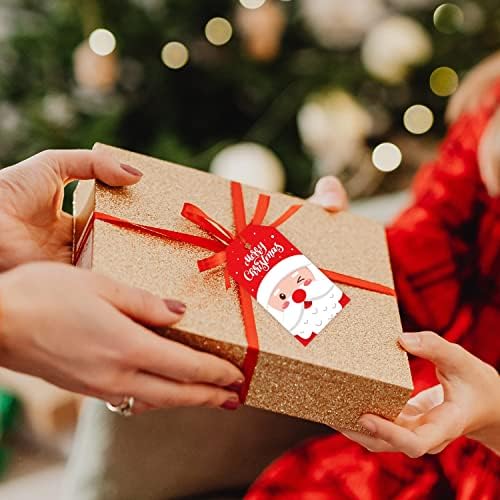 Etichete cadou de Crăciun 2022, 100 de bucăți etichete de Crăciun cu sfoară, etichete cadou din hârtie Kraft de Crăciun cu