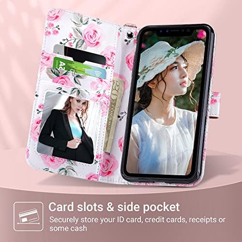 ULAK compatibil cu husa portofel iPhone Xs Max pentru femei Fete, husa premium din piele PU cu suport pentru Card, husa de