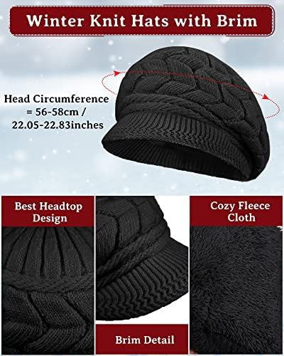 8 PC -uri Femei pentru pălării de iarnă Set de mănuși, pălărie caldă pentru fete fete beanie șapcă cu șepci de schi de zăpadă
