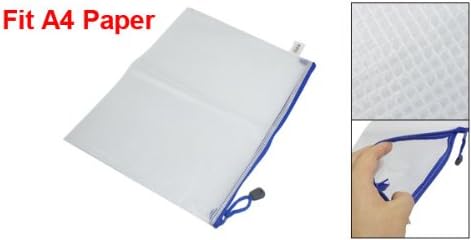 Zip Up A4 Hârtie Gridding Sac Buzunar Stilou Fișiere Foldere, Alb Albastru