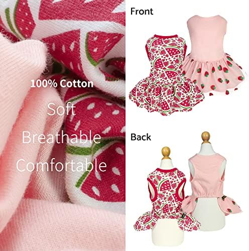 Rochie din tul, cu 2 pachete Fitwarm cu 2 pachete, haine de câine de vară pentru câini mici, ținută pentru pisici pentru animale de companie, roșu, roz, mediu