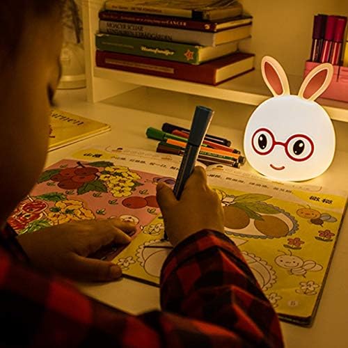 WSSBK Baby Kids Night Light Silicon Lampa de iepure Schimbare culoare Respirație Lumina pentru copii