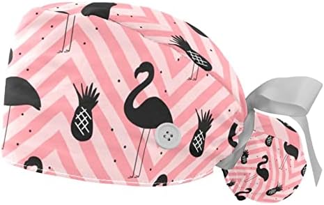 2 piese Flamingo tropicale Roz Val fundal de lucru capac cu butoane reglabil scrub capac cu coada de cal titularul de păr