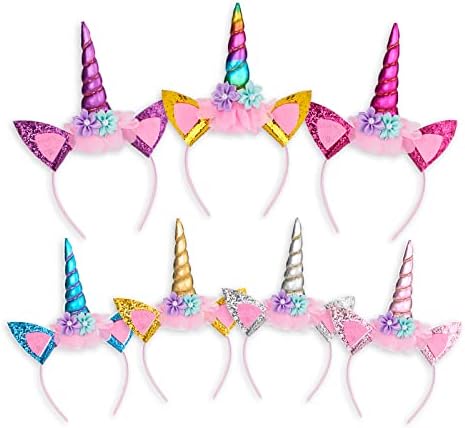 Ideal Swan Unicorn Headband - Unicorn Party Supplies, Horn Heads pentru ziua de naștere, St, Ziua Recunoștinței de Crăciun
