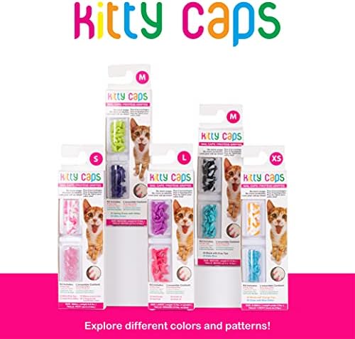 Kitty Caps Nail Caps pentru pisici / alternativă sigură, elegantă și umană la Declawing / oprește blocajele și zgârieturile,