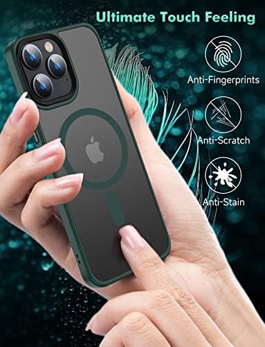 Carcasă magnetică MgNaOoi pentru iPhone 12 Pro Max Carcasă [MILD-GRADE TROSTED ȘI COMPATIBIL CU MAGSAFE] MATTE translucid cu taste din aliaj de aluminiu, anti-amprentă anti-zgârietură, verde, verde, verde