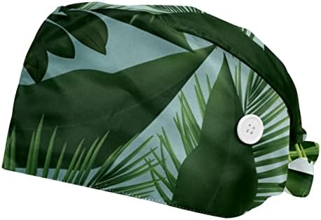 Niaocpwy Planta Exotica Frunze Verzi Capac De Lucru Cu Buton, Moda Bufant Scrub Pălărie Pentru Femei Bărbați, 2 Pack