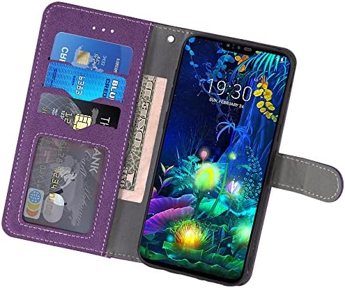 Asuwish compatibil cu carcasa portofelului LG V50 ThinQ și Protector de ecran din sticlă călită suport pentru card de Credit
