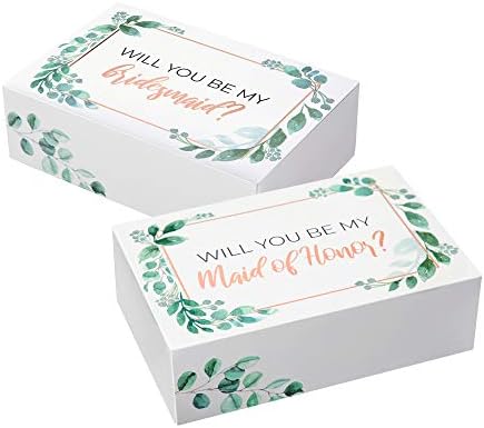 Pop Fizz Designs Bridesmaid propunere Box Set i 6 Pack I 1 Maid of Honor propunere Box și 5 Vei fi cutiile mele de domnișoară de Onoare i verdeață cu folie de Aur Roz cutie de domnișoară de onoare pentru cadouri de domnișoară de Onoare