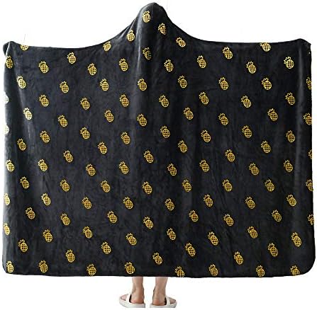 Nanpiper Flannel Fleece Blanket Hoodie purtabil Super Moale Aruncare Pătură Hot Stamping Ananas Model de microfibră Fleece