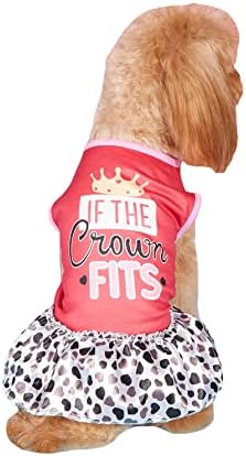 QWINEE Crown Print Dog Dress Cat Letter Graphic Dress Respirabil Vest rochii pentru mici medii fata câini catelus pisoi roz