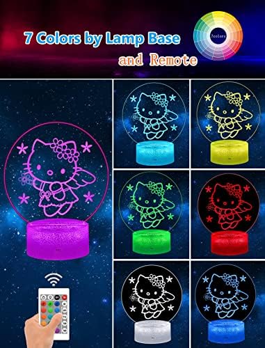 Cat Night Light-Kitty Lamp 7 lampă de Decor cu schimbare de culoare cu telecomandă, Dim, cronometru, Cadouri pentru fetele