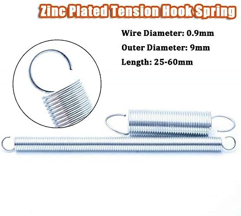 Ahegas Springs Arc de tensiune placat cu zinc cu diametru exterior cu un cârlig exterior 9mm Diametru de sârmă 0,9 mm lungime